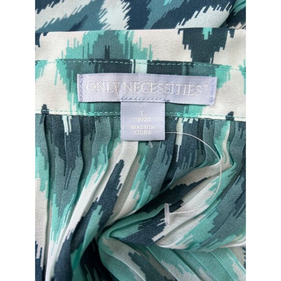 Only Necessities Womens L gauzy Pleated Oversized Blue Zigzag Pattern Shirt - Picture 5 of 9